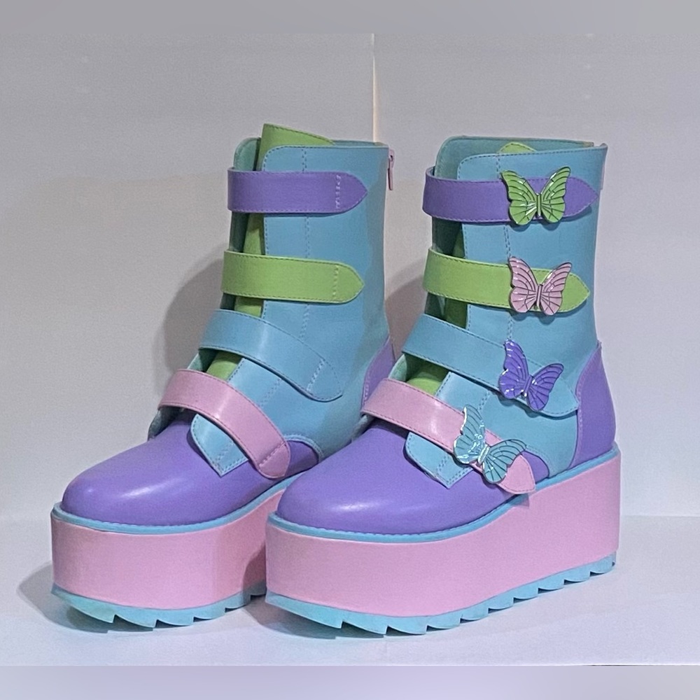 pastel butterfly platform boots